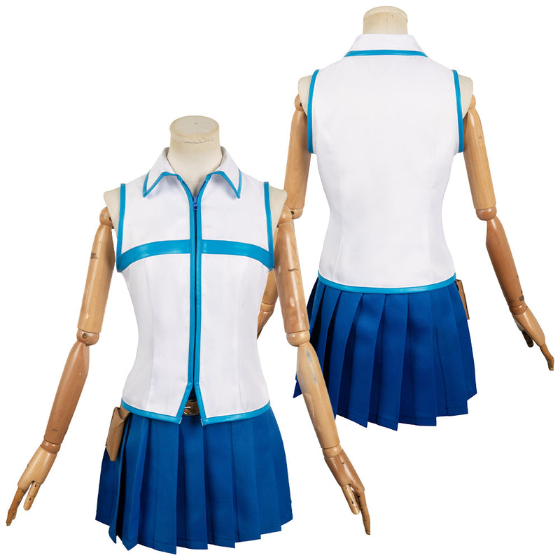 Fairy Tail Anime Lucy Heartfilia Women Blue Dress Party Carnival Halloween Cosplay Costume