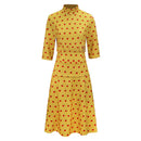 Fantastic Mr.Fox Mrs Fox Women Yellow Printed Dress Halloween Carnival Party Cosplay Costume