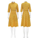 Fantastic Mr.Fox Mrs Fox Women Yellow Printed Dress Halloween Carnival Party Cosplay Costume