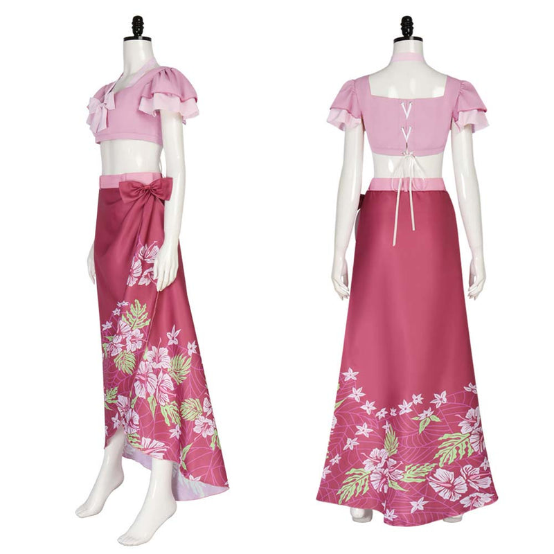 FF Aerith Gainsborough Women Pink Outfit Carnival Halloween Cosplay Costume