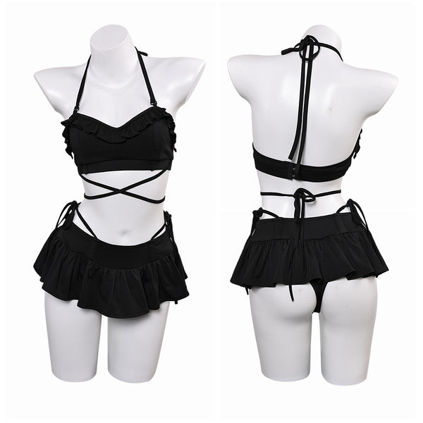 FF Tifa Lockhart Women Black Swimsuit Set Carnival Halloween Cosplay Costume