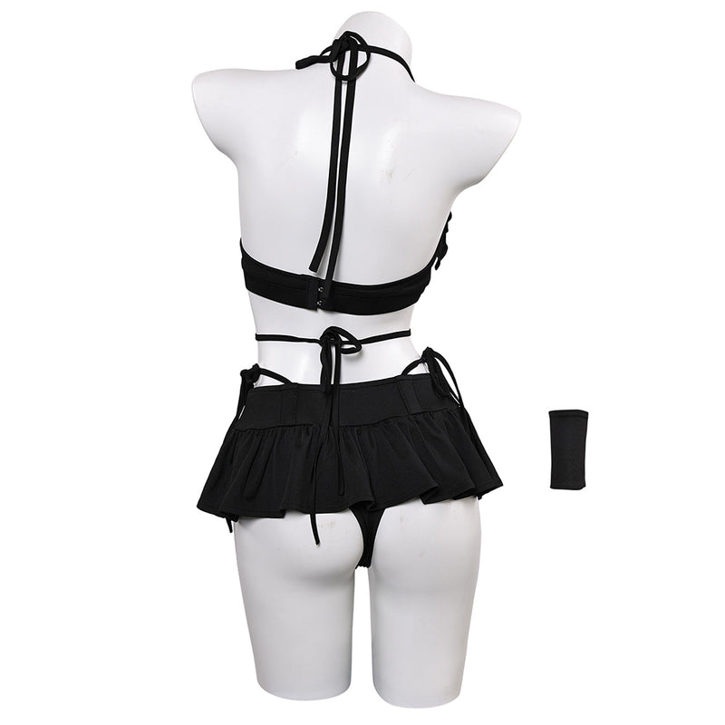 FF Tifa Lockhart Women Black Swimsuit Set Carnival Halloween Cosplay Costume