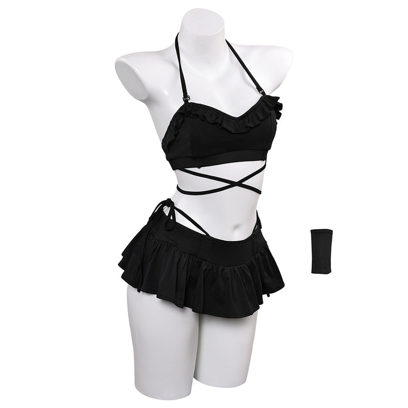 FF Tifa Lockhart Women Black Swimsuit Set Carnival Halloween Cosplay Costume