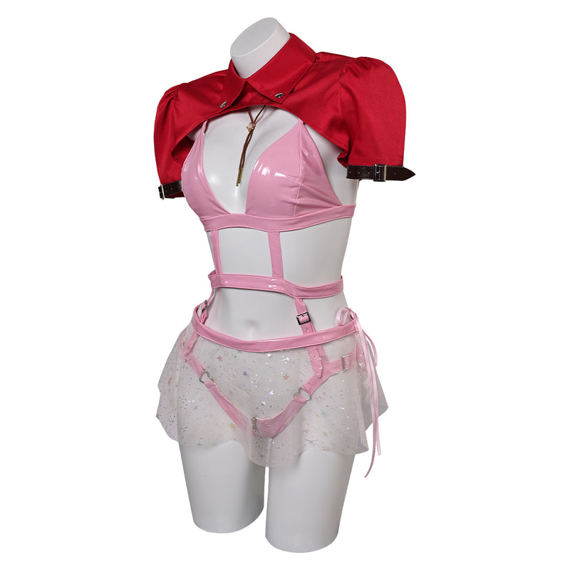 Final Fantasy Game Aerith Gainsborough Women Pink Sexy Suit Party Carnival Halloween Cosplay Costume