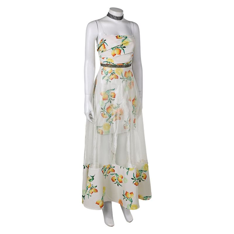 Final Fantasy VII Aerith Gainsborough Women White Citrus Dress Carnival Halloween Cosplay Costume