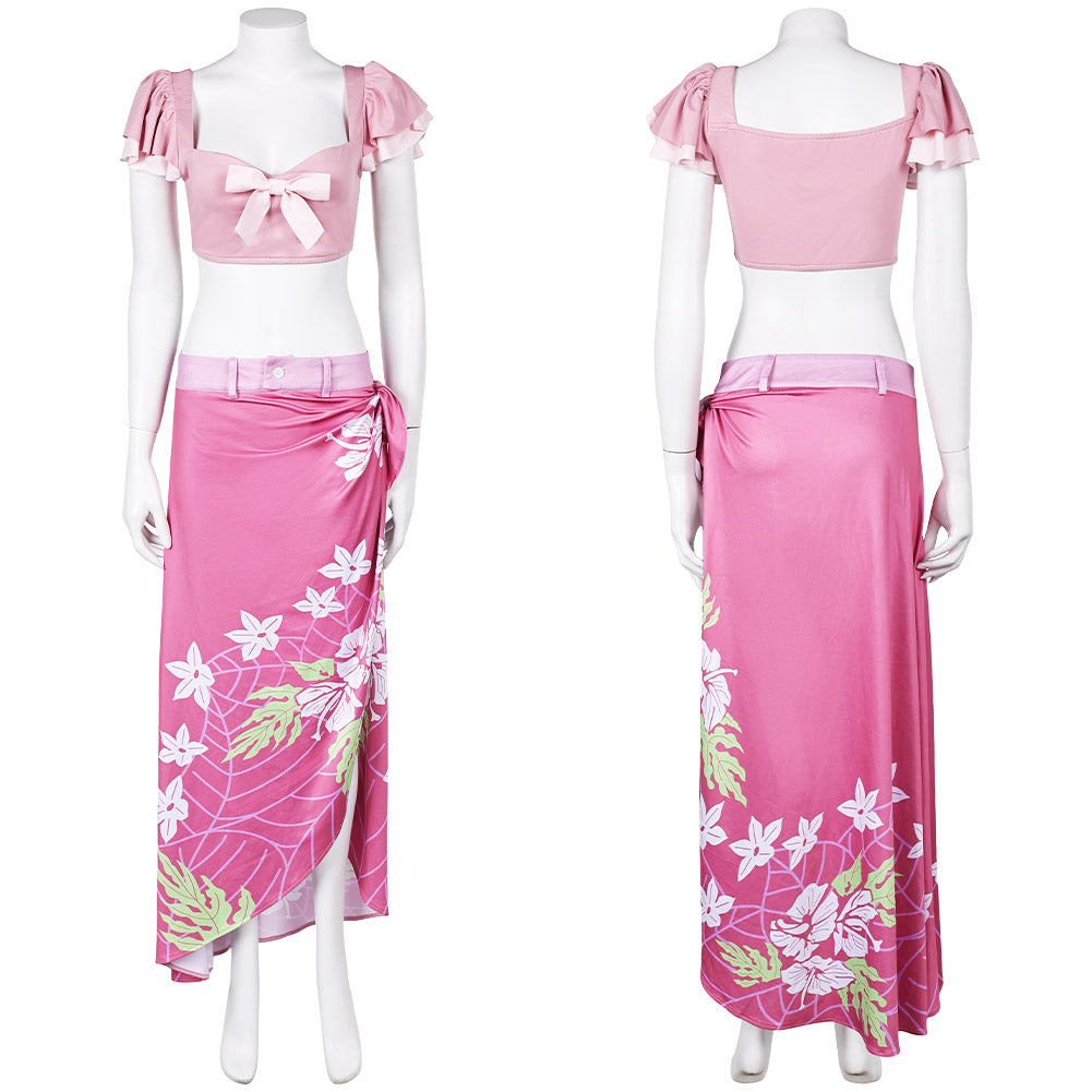 FF VII Aerith Gainsborough Women White Dress Party Carnival Halloween Cosplay Costume