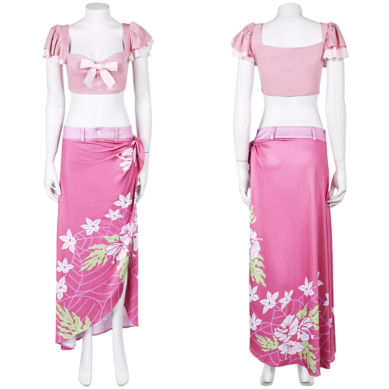 Final Fantasy VII Game Aerith Gainsborough Women Pink Beach Dress Party Carnival Halloween Cosplay Costume