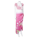 Final Fantasy VII Game Aerith Gainsborough Women Pink Beach Dress Party Carnival Halloween Cosplay Costume