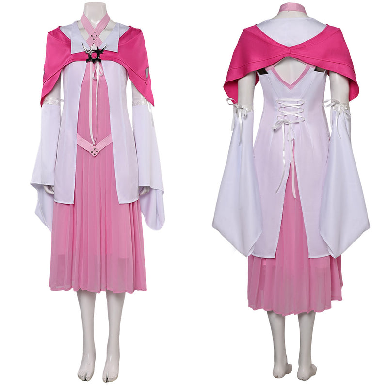FF VII Aerith Gainsborough Women Pink Dress Set Party Carnival Halloween Cosplay Costume