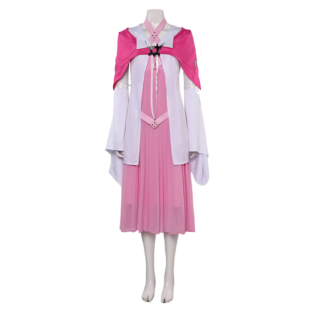 f&f pink dress FF VII Aerith Gainsborough Women Pink Dress Set Party Carnival Halloween  Cosplay Costume