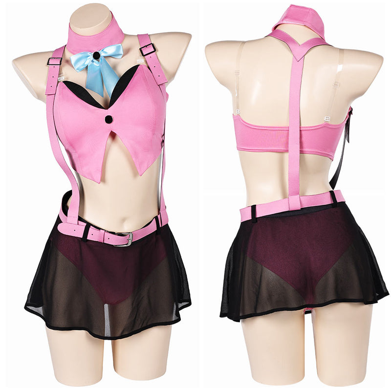 Final Fantasy VII Game Aerith Gainsborough Women Pink Sexy Swimsuit Cosplay Costume Original Design