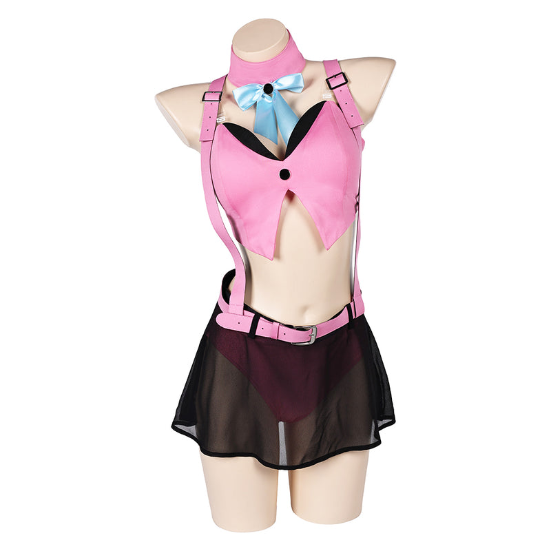 Final Fantasy VII Game Aerith Gainsborough Women Pink Sexy Swimsuit Cosplay Costume Original Design