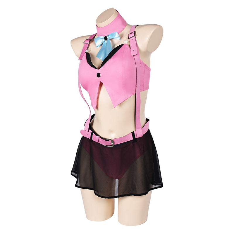 Final Fantasy VII Game Aerith Gainsborough Women Pink Sexy Swimsuit Cosplay Costume Original Design