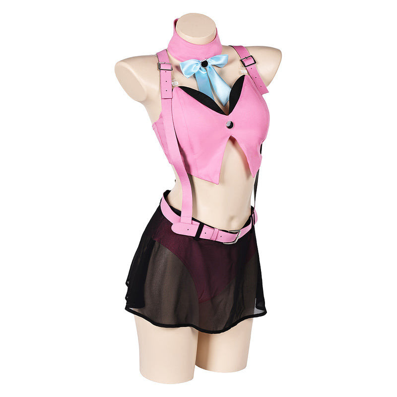 Final Fantasy VII Game Aerith Gainsborough Women Pink Sexy Swimsuit Cosplay Costume Original Design