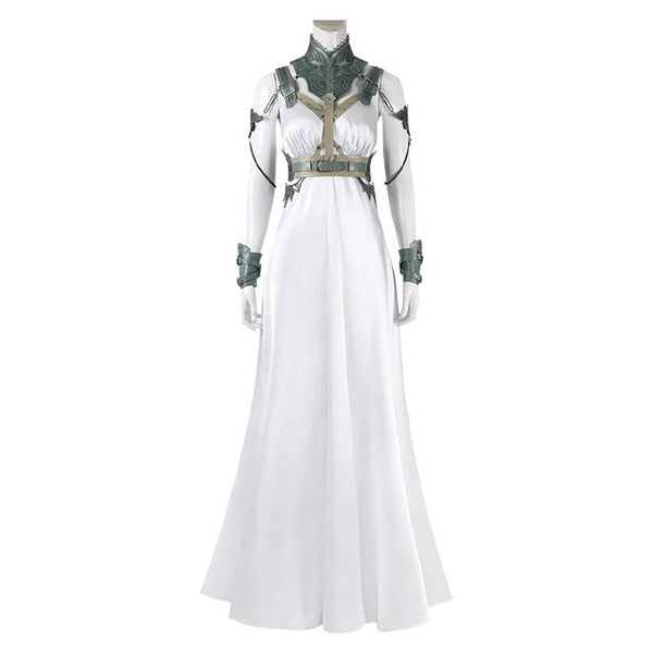 Final Fantasy VII Game Aerith Gainsborough Women White Dress Party Carnival Halloween Cosplay Costume