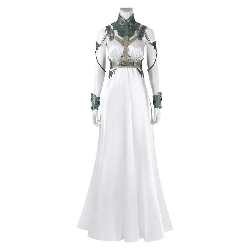 FF VII Aerith Gainsborough Women White Dress Party Carnival Halloween Cosplay Costume FF VII Aerith Gainsborough Women White Dress Party Carnival Halloween Cosplay Costume
