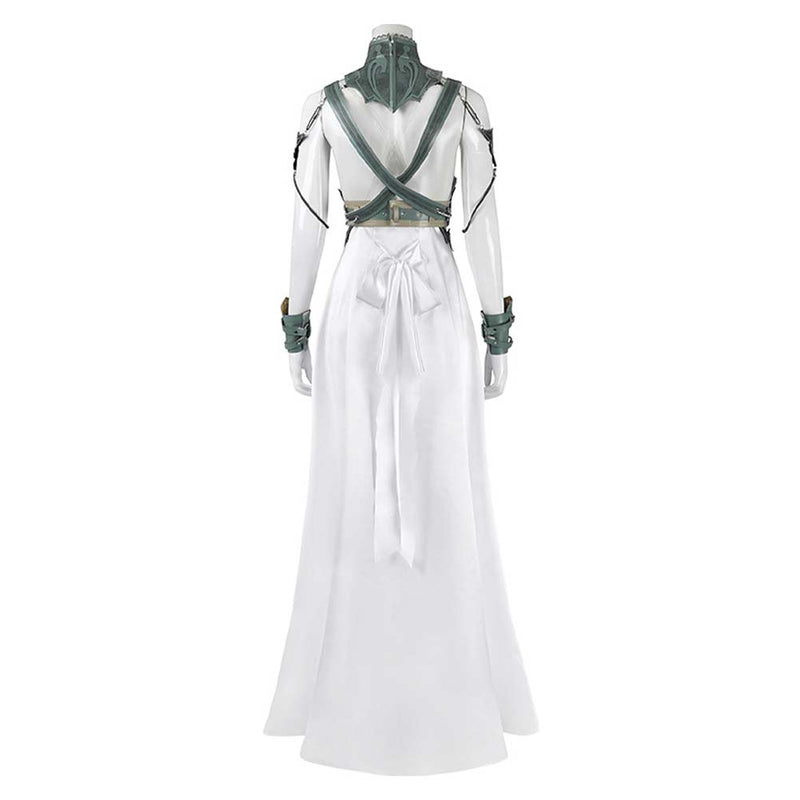 Final Fantasy VII Game Aerith Gainsborough Women White Dress Party Carnival Halloween Cosplay Costume