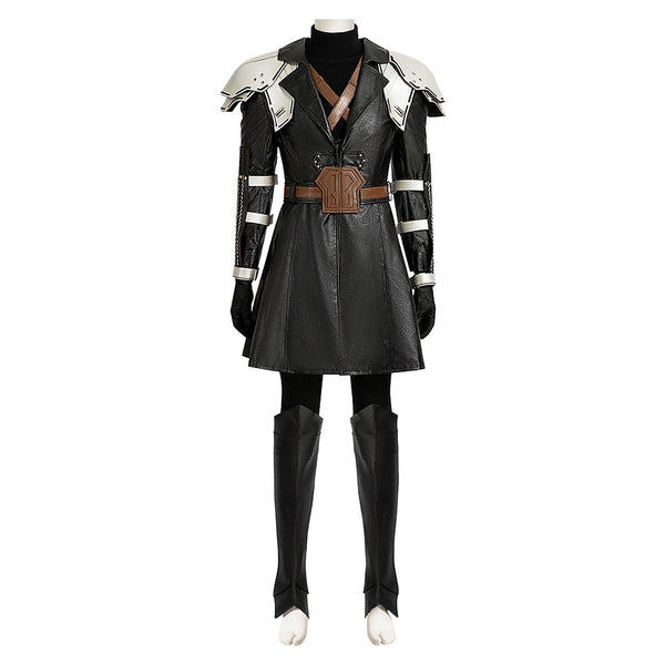 FF VII Sephiroth Black Top Pants Full Set Party Carnival Halloween Cos