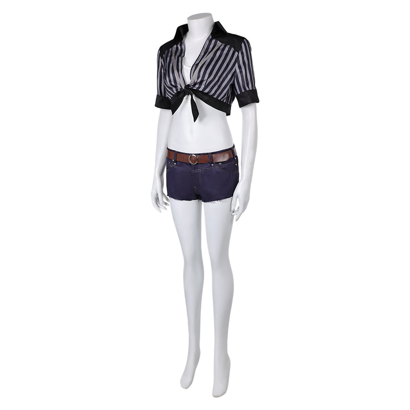 Final Fantasy VII Game Tifa Lockhart Women Black Striped Sunscreen Outfit Cosplay Costume