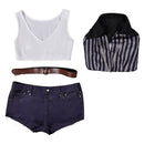 Final Fantasy VII Game Tifa Lockhart Women Black Striped Sunscreen Outfit Cosplay Costume