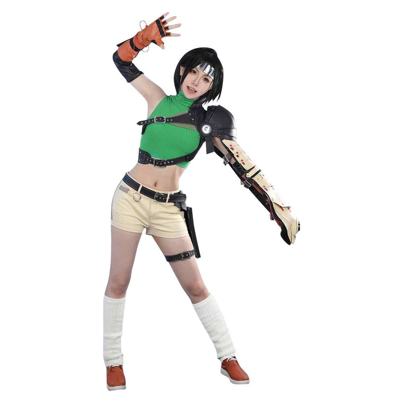 Final Fantasy VII Game Yuffie Kisaragi Women Green Set Party Carnival Halloween Cosplay Costume