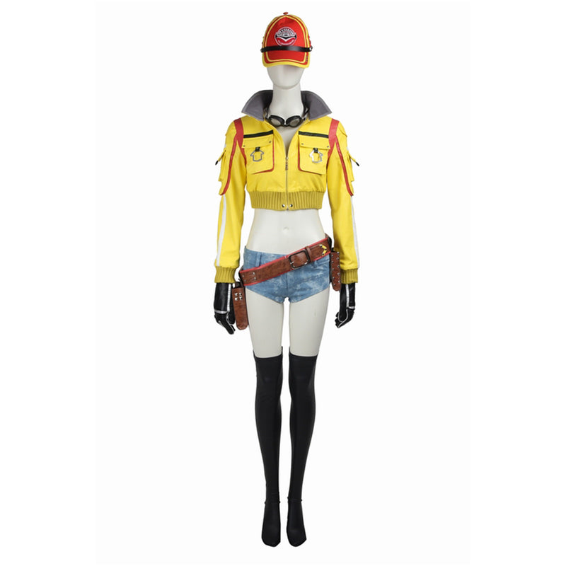 Final Fantasy XV Game Cindy Aurum Women Yellow Suit Party Carnival Halloween Cosplay Costume