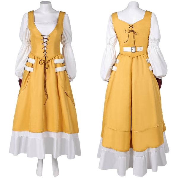 Final Fantasy XVI Game Aerith Gainsborough Women Yellow Dress Party Carnival Halloween Cosplay Costume