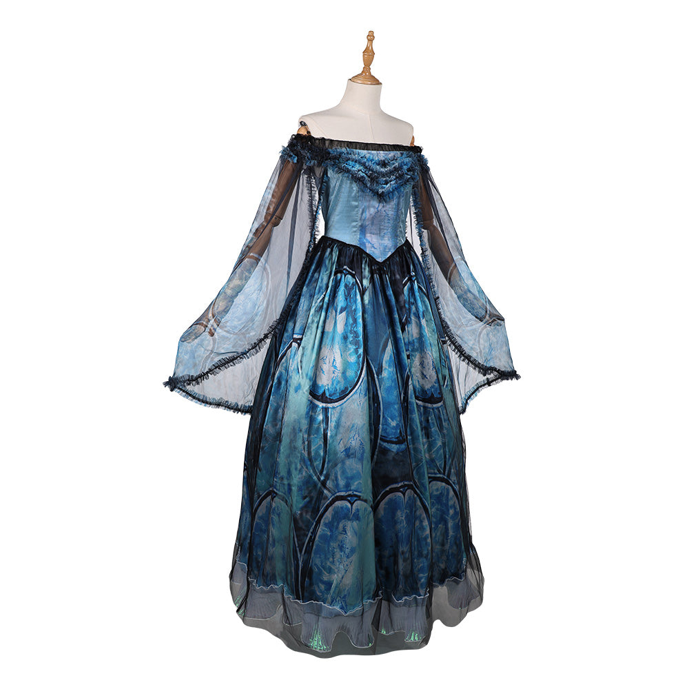 Frankenstein (2025) Elizabeth Blue Gown Outfit Halloween Carnival Party Cosplay Costume