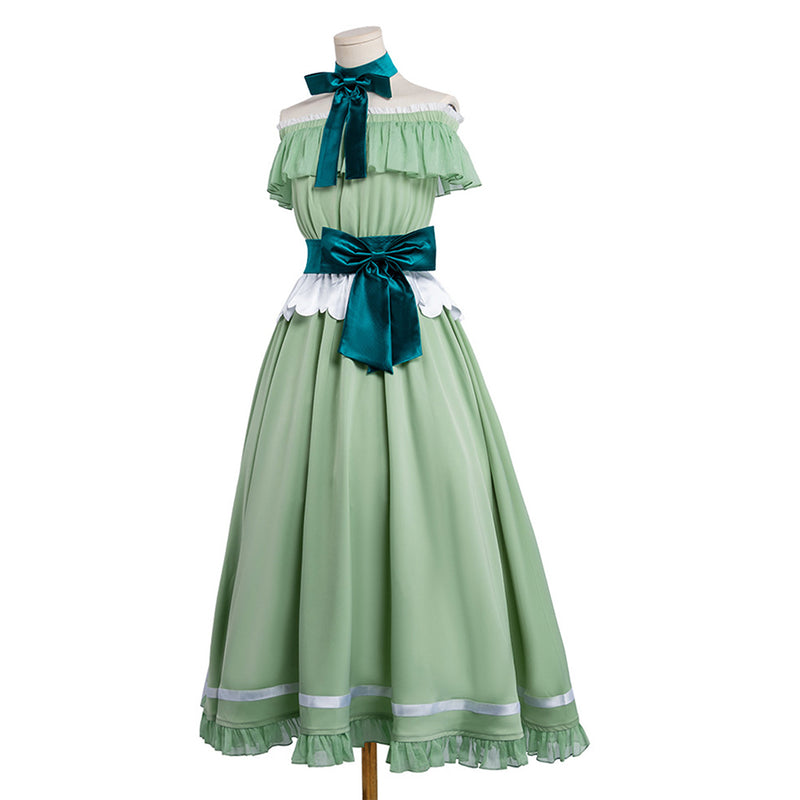 Frieren Green Party Dress Outfit Women Halloween Carnival Party Cosplay Costume