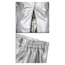 Funny Valentine Silver Leather Outfit Set Men Halloween Carnival Party Cosplay Costume