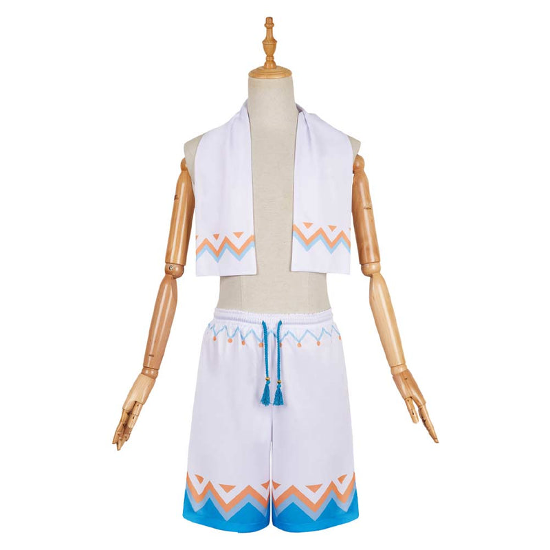 Genshin Impact Aether White Blue Hot Spring Outfit Party Carnival Halloween Cosplay Costume