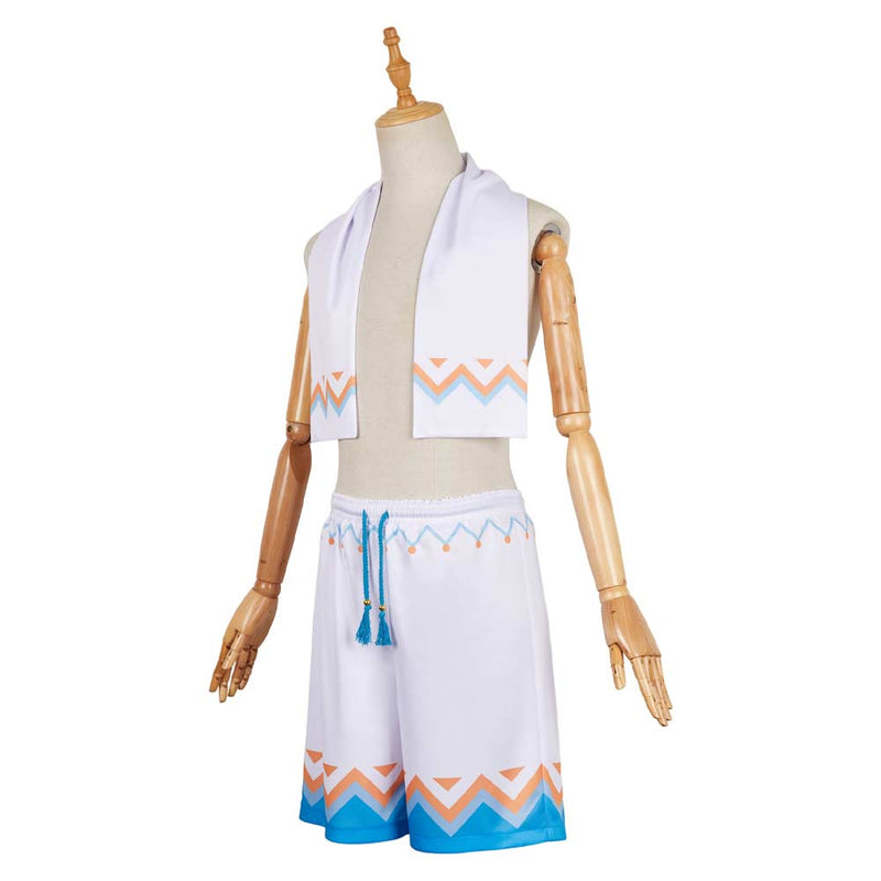 Genshin Impact Aether White Blue Hot Spring Outfit Party Carnival Halloween Cosplay Costume