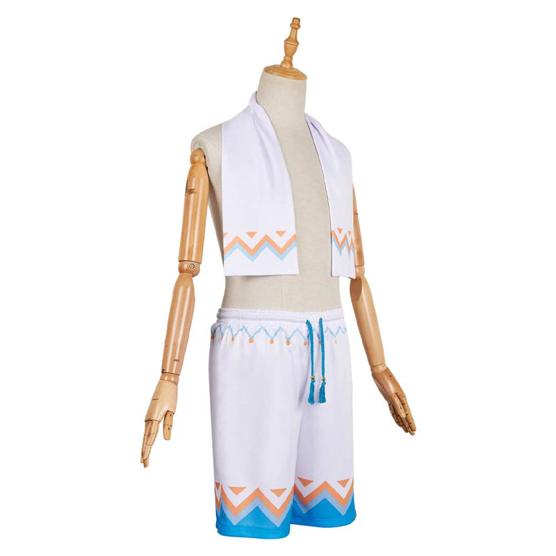 Genshin Impact Aether White Blue Hot Spring Outfit Party Carnival Halloween Cosplay Costume