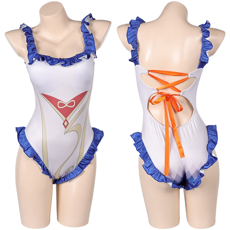 Genshin Impact Game Ganyu Women White One-piece Swimsuit Party Carnival Halloween Cosplay Costume