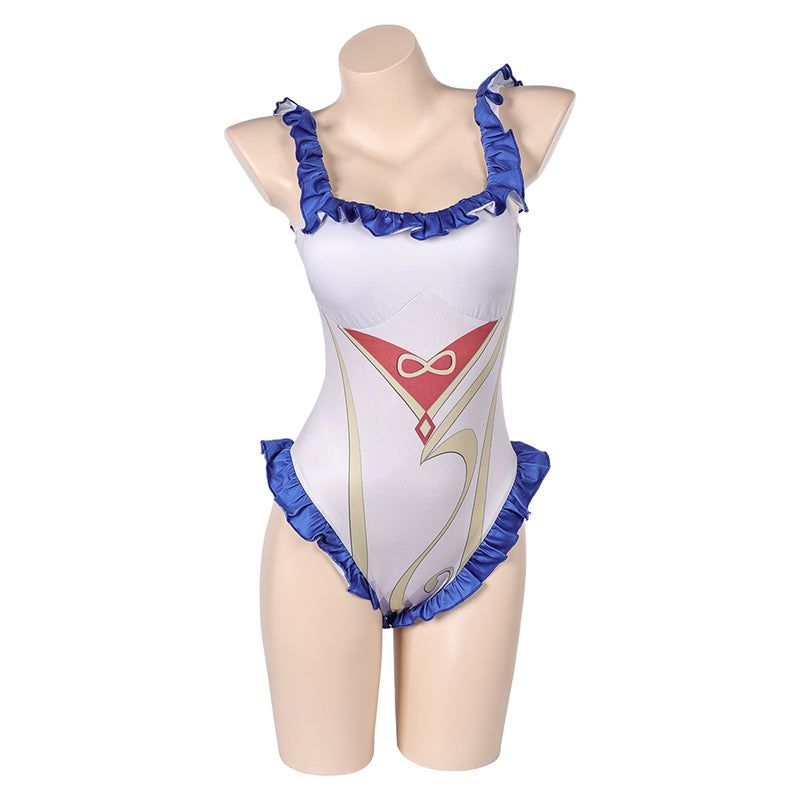 Genshin Impact Game Ganyu Women White One-piece Swimsuit Party Carnival Halloween Cosplay Costume