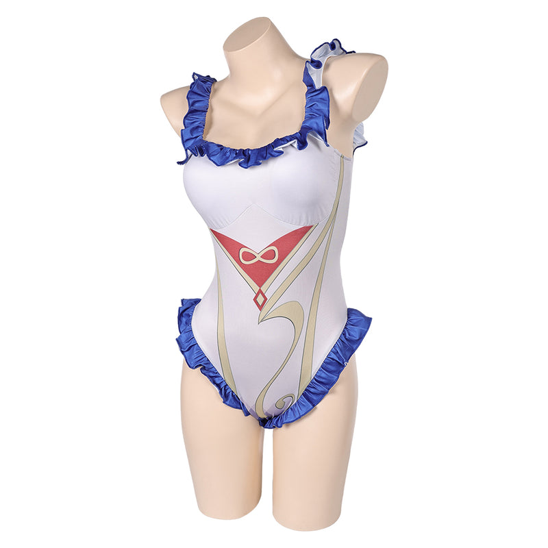 Genshin Impact Game Ganyu Women White One-piece Swimsuit Party Carnival Halloween Cosplay Costume