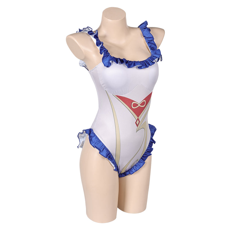 Genshin Impact Game Ganyu Women White One-piece Swimsuit Party Carnival Halloween Cosplay Costume