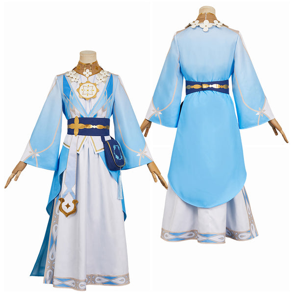 Genshin Impact Lumine Women Blue Dress Outfit Carnival Halloween Cosplay Costume