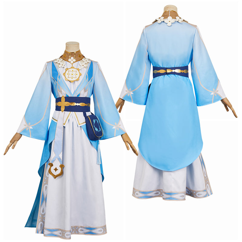 Genshin Impact Lumine Women Blue Dress Outfit Carnival Halloween Cosplay Costume Genshin Impact Lumine Women Blue Dress Outfit Carnival Halloween Cosplay Costume