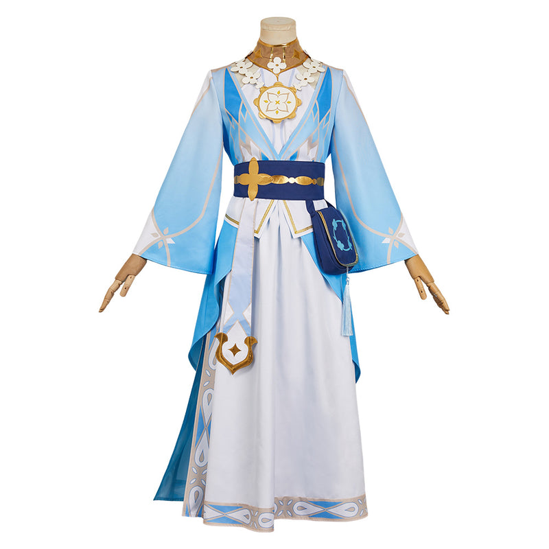 Genshin Impact Lumine Women Blue Dress Outfit Carnival Halloween Cosplay Costume