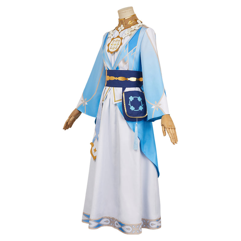 Genshin Impact Lumine Women Blue Dress Outfit Carnival Halloween Cosplay Costume