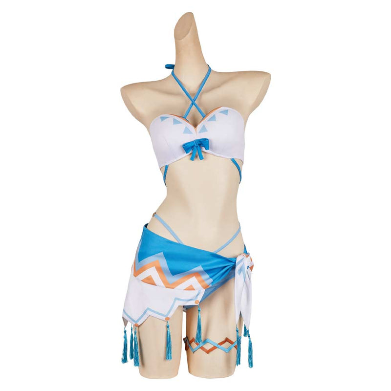 Genshin Impact Lumine Women White Blue Swimsuit Party Carnival Halloween Cosplay Costume