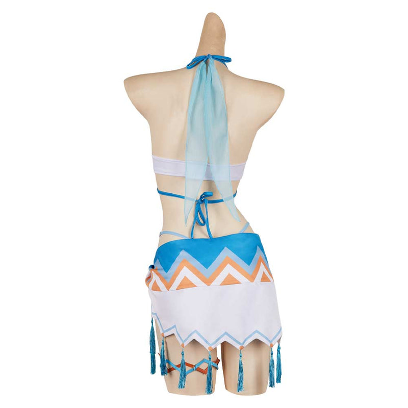 Genshin Impact Lumine Women White Blue Swimsuit Party Carnival Halloween Cosplay Costume