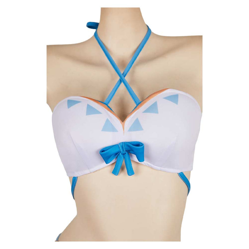 Genshin Impact Lumine Women White Blue Swimsuit Party Carnival Halloween Cosplay Costume