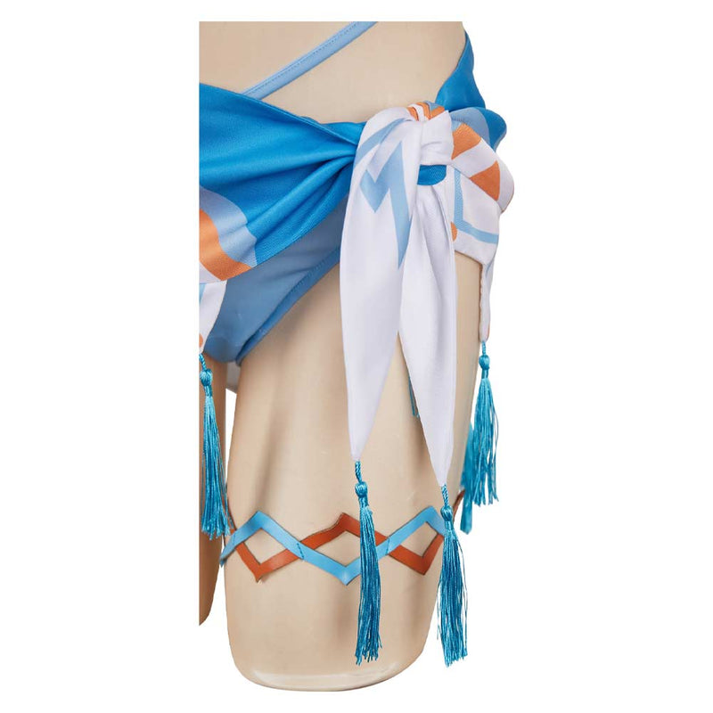 Genshin Impact Lumine Women White Blue Swimsuit Party Carnival Halloween Cosplay Costume