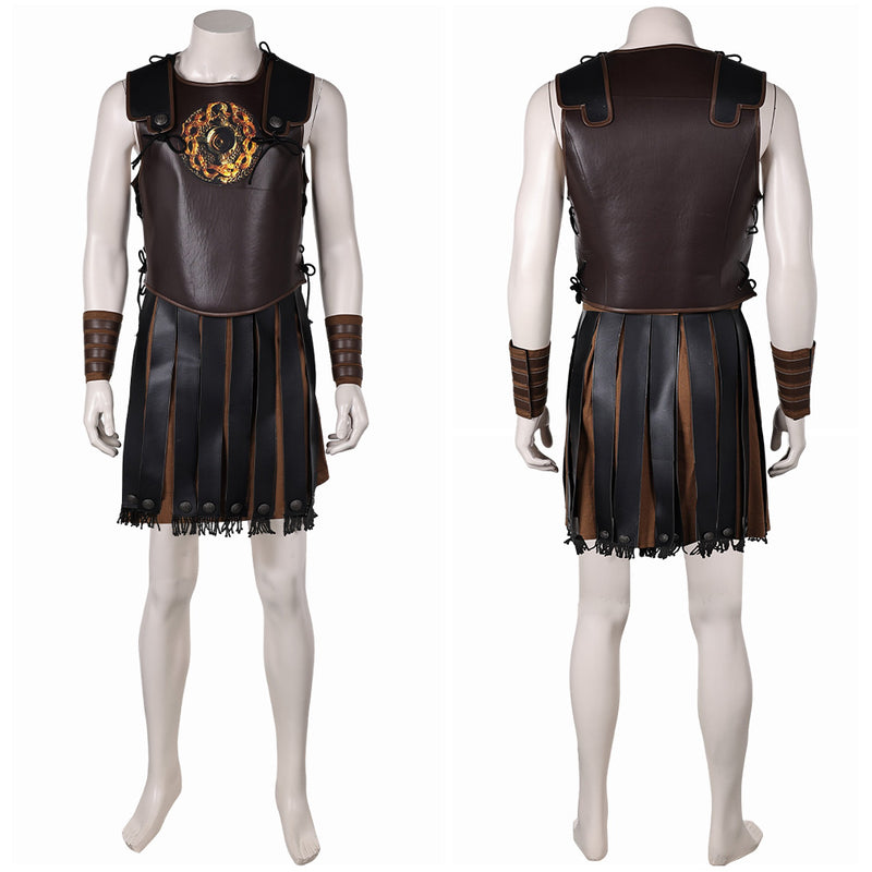 Gladiator 2024 Lucius Verus Brown Battle Outfit Carnival Halloween Cosplay Costume