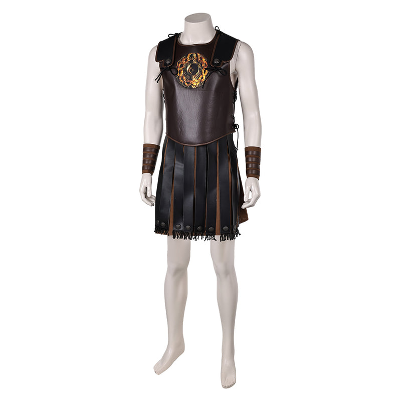 Gladiator 2024 Lucius Verus Brown Battle Outfit Carnival Halloween Cosplay Costume