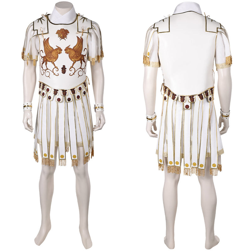 Gladiator 2024 Marcus Acacius White Outfit Carnival Halloween Cosplay Costume