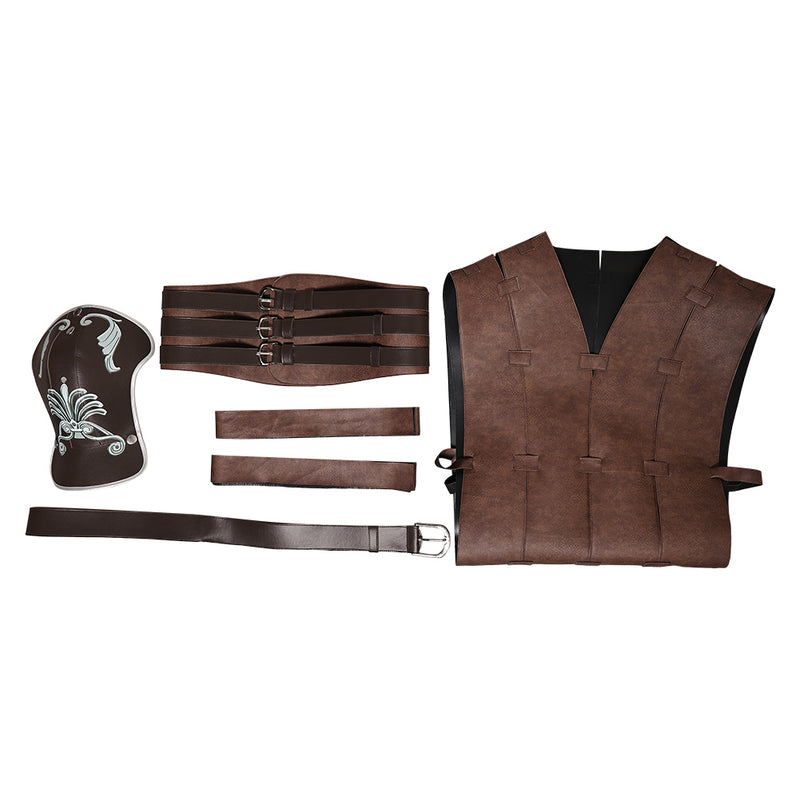 Gladiator Movie Commodus Brown Leather Outfit Party Carnival Halloween Cosplay Costume