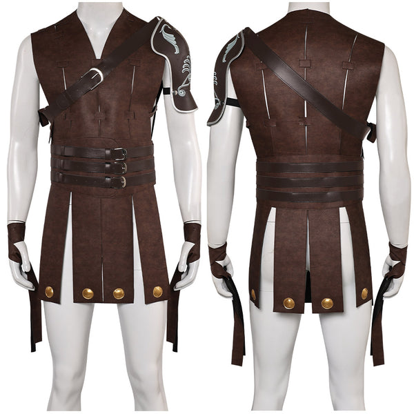 Gladiator Movie Commodus Brown Leather Outfit Party Carnival Halloween Cosplay Costume